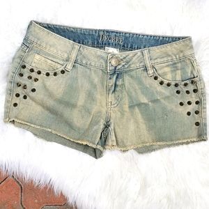 Decree Light Blue-Gray Studded Cut Off Denim Short